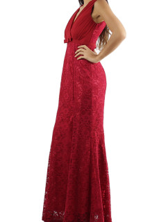 Společenské šaty krajkové dlouhé luxusní značkové CHARM'S Paris červené - Červená - CHARM'S Paris