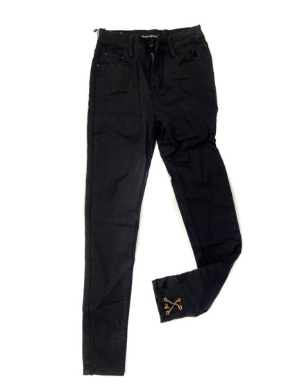 Černé džínové kalhoty typu high waist s řetízky na nohavicích 1300 - Zoio