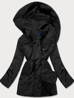 Černá dámská bunda s kapucí (HO-22)
