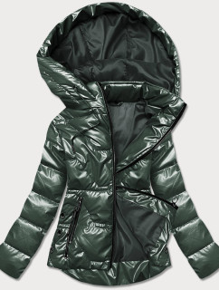Zelená dámská bunda s kapucí (B8007-10)