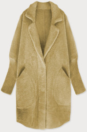 Dlouhý vlněný přehoz přes oblečení typu "alpaka" v hřčicové barvě (7108)
