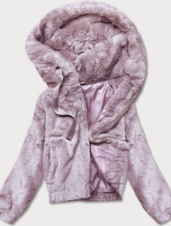Krátká růžová dámská kožešinová bunda (B8050-81)