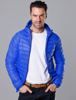 Světle modrá prošívaná pánská bunda s kapucí (HM112-40)