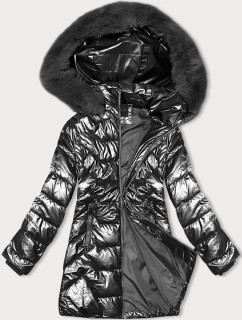 Vypasovaná zimní bunda v grafitové barvě s kapucí J Style (16M9122-105)