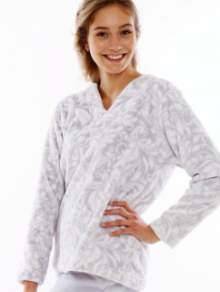 FLORA 6456 teplé pyžamo - Vestis XXL pohodlné domácí oblečení 9102 šedý tisk na bílé