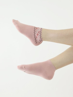 Elegantní ponožky 522 růžové s ozdobnou aplikací