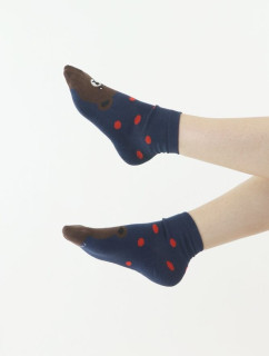 Zábavné ponožky Bear modré s červenými puntíky