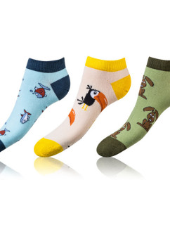 Zábavné nízké crazy ponožky unisex v setu 3 páry CRAZY IN-SHOE SOCKS 3x - BELLINDA - hnědá
