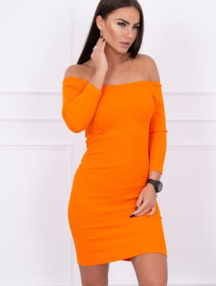 Pruhované vypasované šaty v oranžové barvě