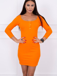 Šaty s výstřihem na knoflíky oranžové