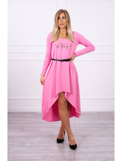 Šaty s ozdobným páskem a nápisem light pink