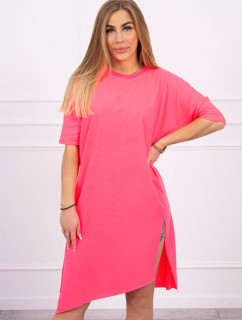 Sukienka oversize różowy neon