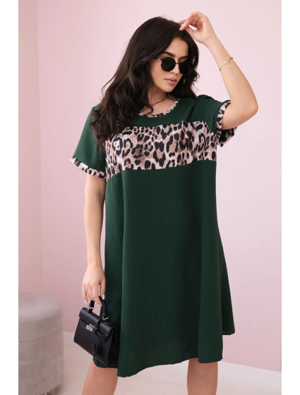 Šaty s leopardím potiskem tmavě zelená