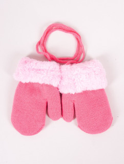 Yoclub Dívčí dvouvrstvé rukavice s jedním prstem RED-0001G-AA10-003 Pink