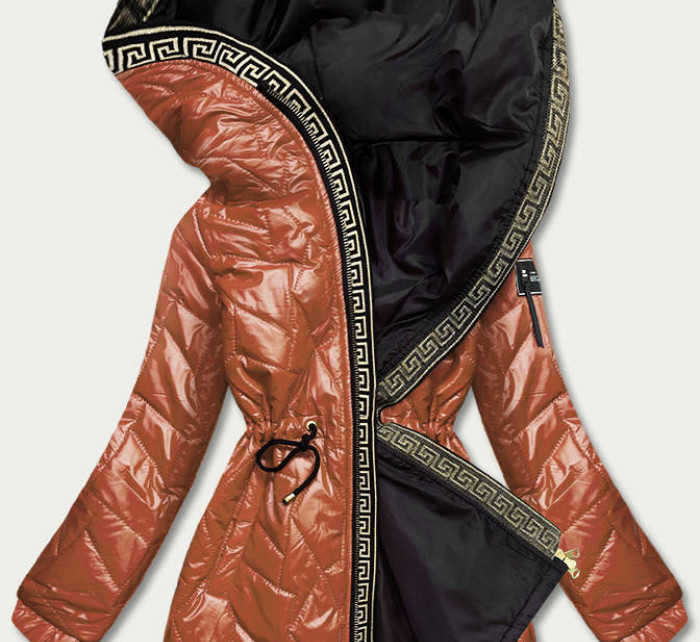 Dámská bunda v karamelové barvě s ozdobným prošíváním (BR8101-14)