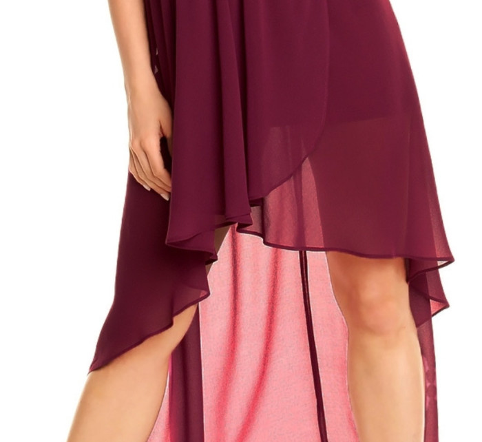 Dámské společenské šaty korzetové MAYAADI s asymetrickou sukní fialové - Fialová - MAYAADI