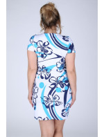 Dámské šaty i pro plnoštíhlé s květinovým vzorem v modrých barvách - Modrá - Efect