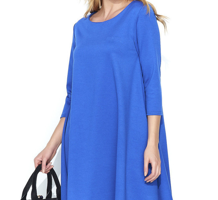 Dámské šaty na denní nošení ve volném střihu středně dlouhé modré - Modrá - Makadamia