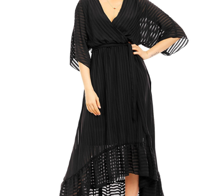 Lehké dámské šaty s asymetrickou sukní černé - Černá - LULU&LOVE