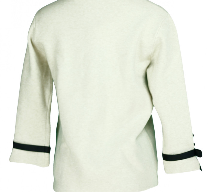 Dámský svetr na rukávech zdobený bílým plisovaným volánkem a černou stužkou SW 0202 - Gemini