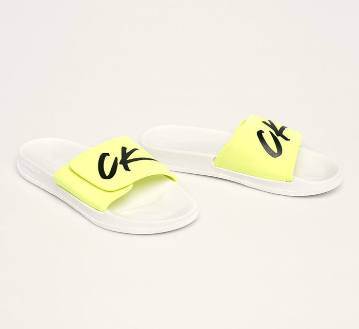 Pantofle KM0KM00499-YCD bíložlutá - Calvin Klein