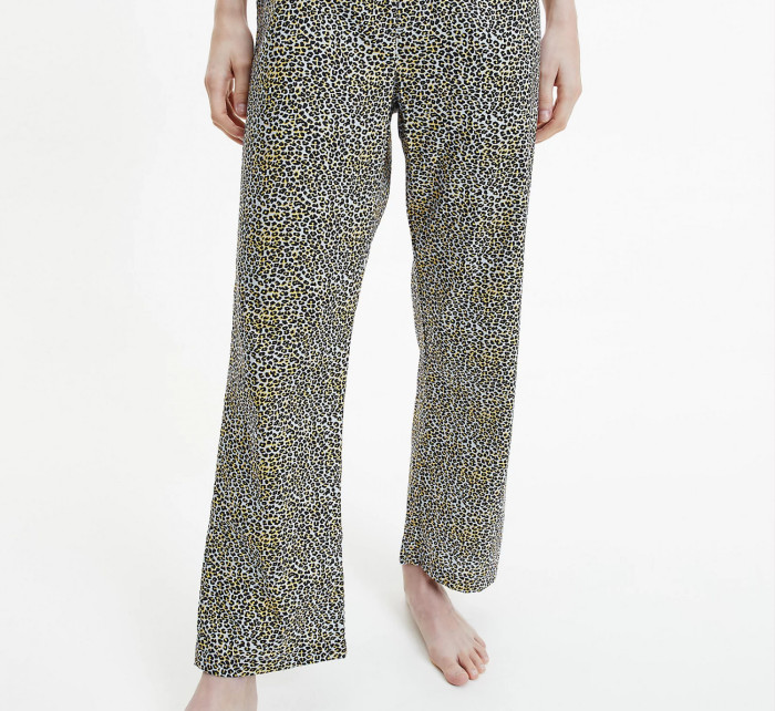 Dámské pyžamové kalhoty QS6433E - V4L Fialová se zvířecím vzorem - Calvin Klein