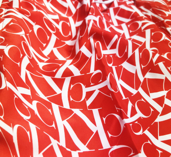 Pánské koupací kraťasy KM00802 0GM červená/bílá - Calvin Klein