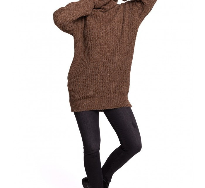 Dámský svetr s vysokým výstřihem BK030  karamelový - BeWear