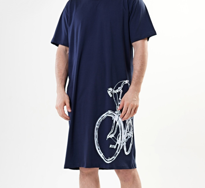 Pánská noční košile s krátkým rukávem Bicykl tm. modrá - Vienetta