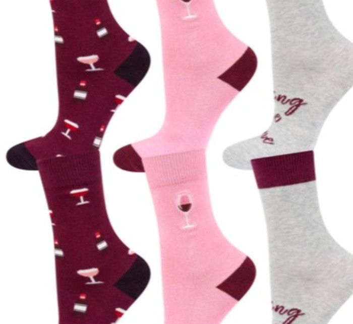 Ponožky SOXO v tubě - RED WINE, 3 páry