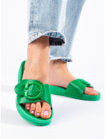 Komfortní dámské zelené  nazouváky bez podpatku