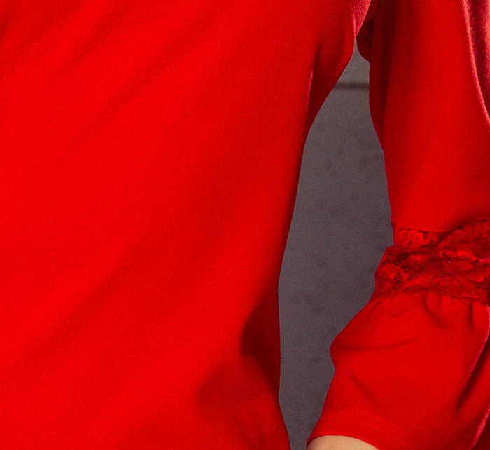 Červené dámské šaty s krajkou na rukávech model 5917752