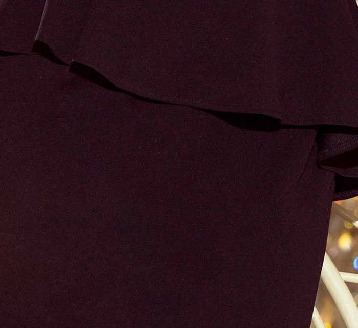 Elegantní černé dámské midi šaty s volánkem model 6332290