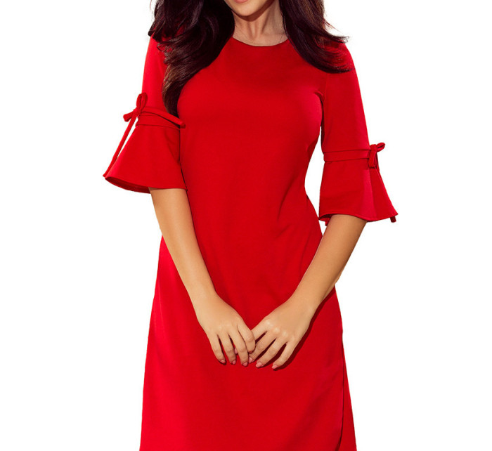 Červené dámské trapézové šaty s rozšířenými rukávy model 6703289