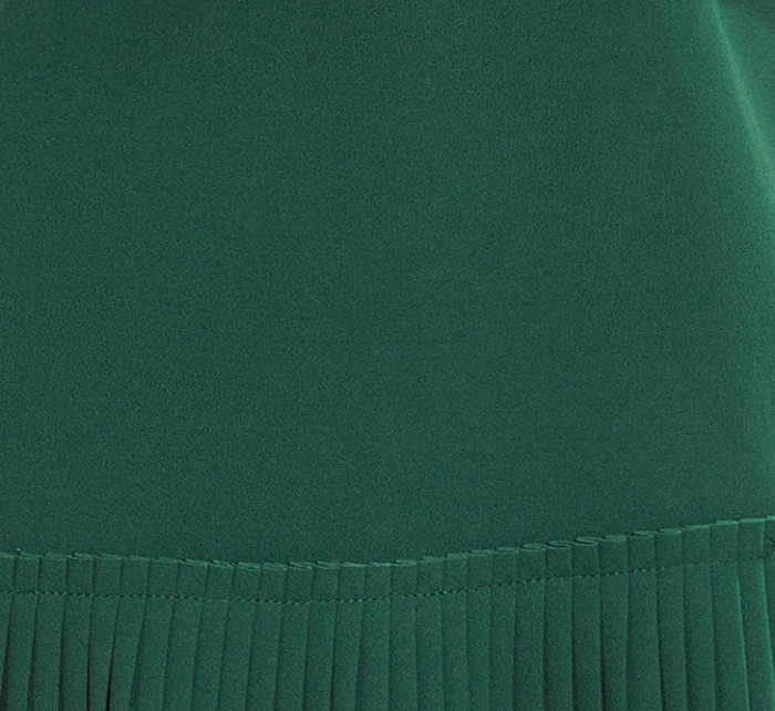 Pohodlné dámské plisované šaty v lahvově zelené barvě model 7393795