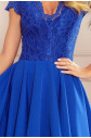 PATRICIA - Dámské šaty v chrpové barvě s delším zadním dílem a krajkovým výstřihem 300-3
