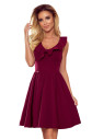 POLA - Dámské šaty ve vínové bordó barvě s volánky ve výstřihu 307-3