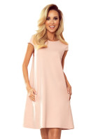 CELINE - Dámské trapézové šaty v pastelově růžové barvě s kapsičkami 314-1