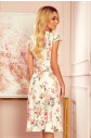 Přeložené obálkové dámské šaty s volánky a se vzorem broskvových květů 349-1