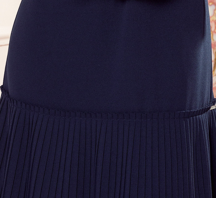 LUCY - Tmavě modré pohodlné dámské plisované šaty 228-9
