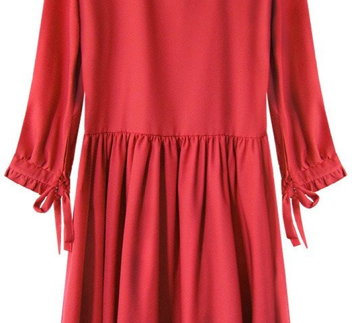 Červené dámské šaty s volánkovým stojáčkem (208ART)