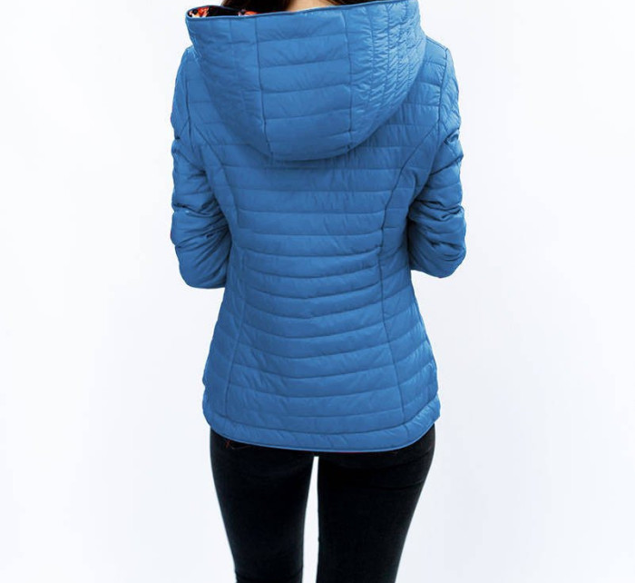 Světle modrá bunda s asymetrickým zipem (DL015)