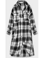 Černo-bílý dámský károvaný košilový kabát (8424)