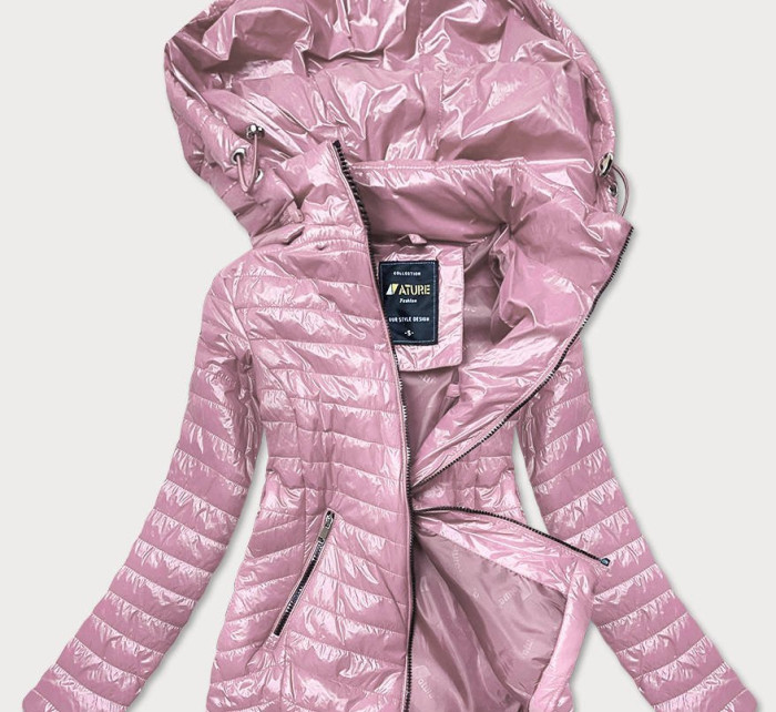 Dámská prošívaná bunda ve špinavě růžové barvě (6384)