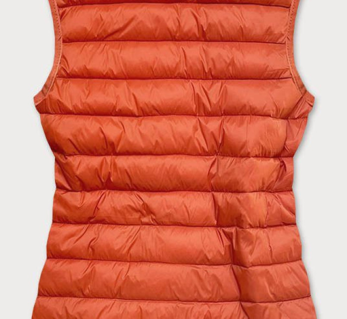 Prošívaná dámská vesta v cihlové barvě (23038)
