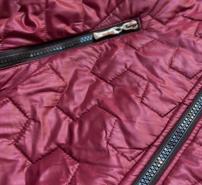 Dámská prošívaná bunda v bordó barvě (BR0121)