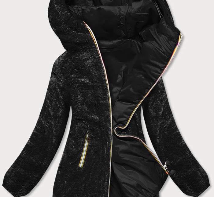 Oboustranná černá dámská bunda (H1038-01)