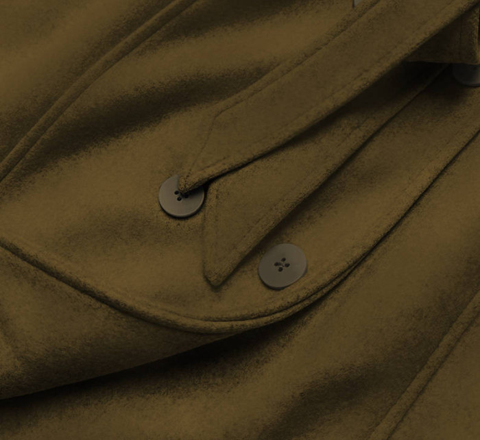 Dámský kabát v khaki barvě s kožešinou (JC241)