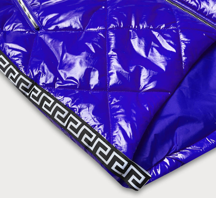 Lehká lesklá dámská bunda v chrpové barvě s lemovkami (LD7258BIG)