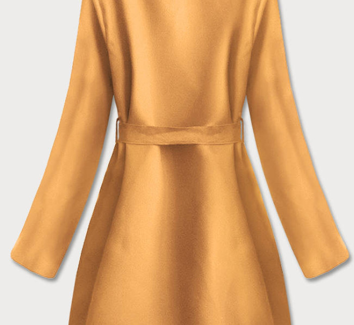 Hořčicový dámský minimalistický kabát (747ART)